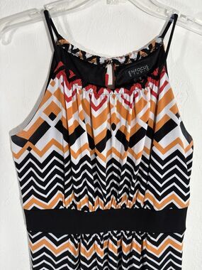 En Focus Womens Sz 8 Knee Length Fit and Flare Black w/red, White Multicolor